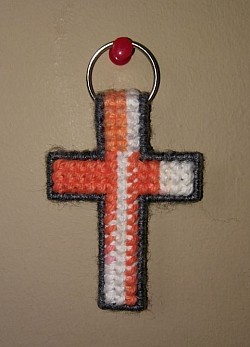 Orange/White Cross Keychain