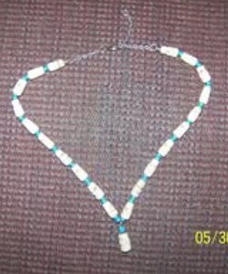 Blue Accent Skull Bone Necklace