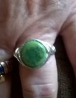 Green Clay Stone Wire Wrapped Ring