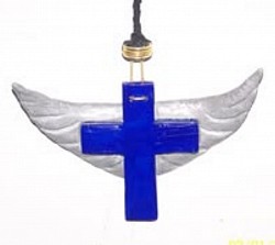Clay Cross with Wings Pendant