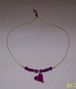 Purple Clay Heart Necklace