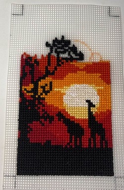 Safari Scene on 10 Count Canvas (In Progress)