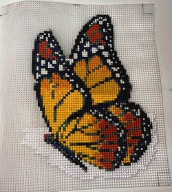 Flying Butterfly on 10 Count Canvas (In Progress)