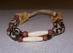Red Accent Tribal Bone Bracelet