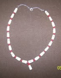 Red Accent Skull Bone Necklace