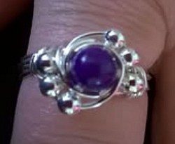 Blue Clay Stone Wire Wrapped Ring